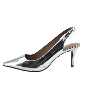 NEW IN BOX Quince Metallic Silver Slingback Heels